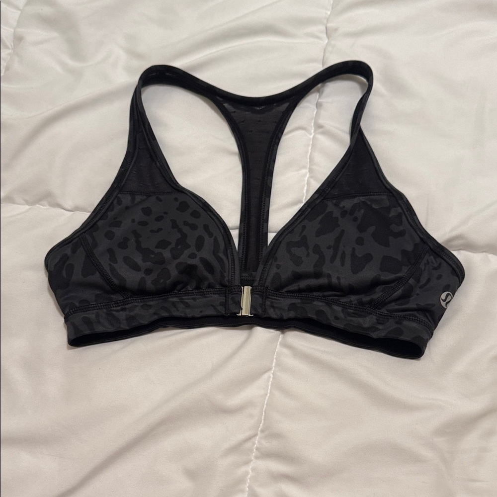 lululemon athletica Black Leopard Print Racerback Sports Bra